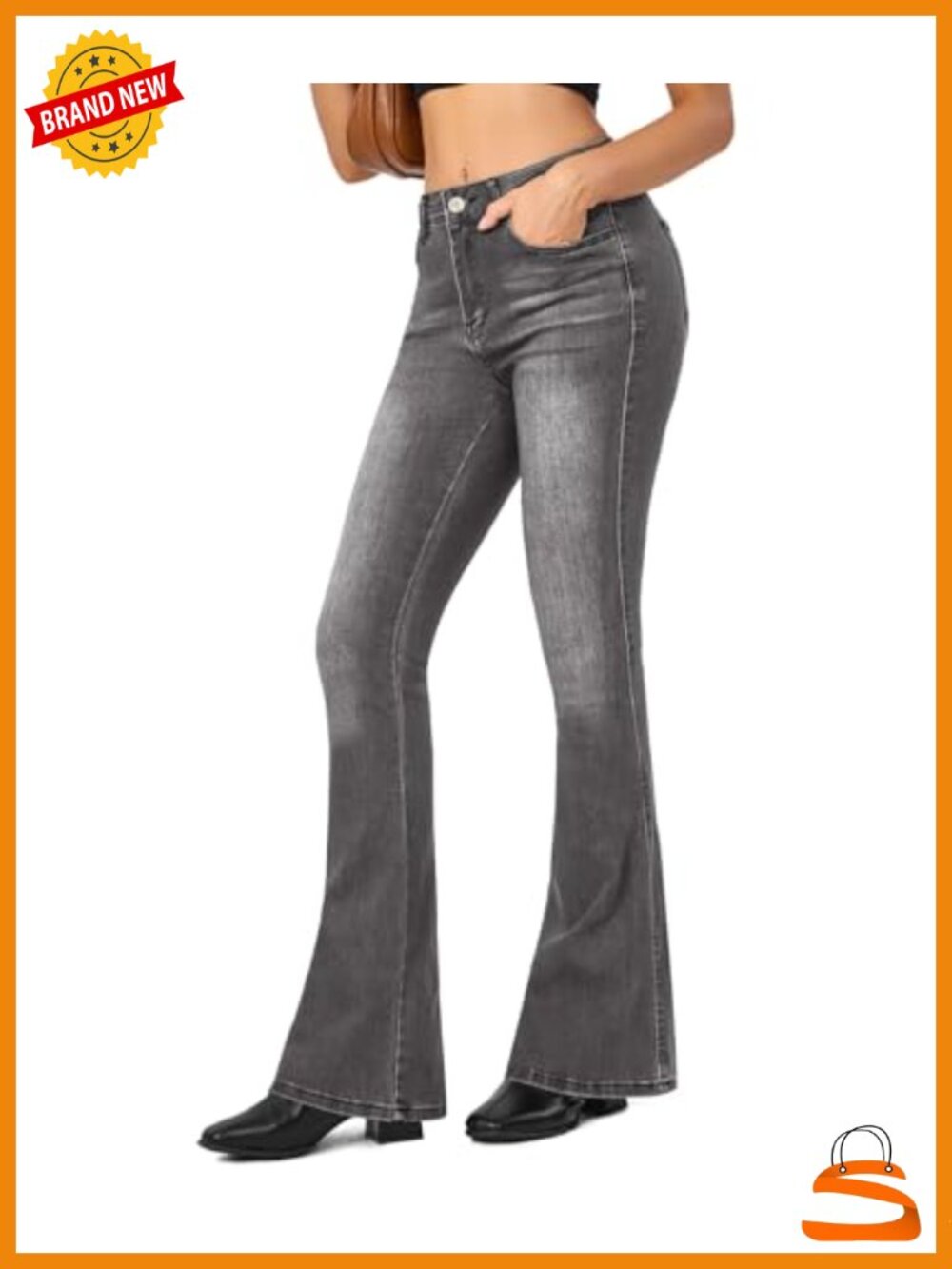 High Waist Flare Bell Bottom Bootcut Jeans Stretchy Denim